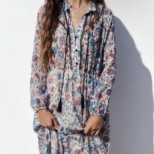 Zara Midi Floral Long Sleeve Dress